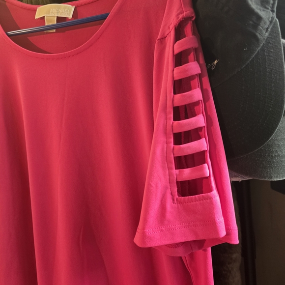 Michael Kors Hot Pink Cutout Sleeve Top-XL - Picture 7 of 10